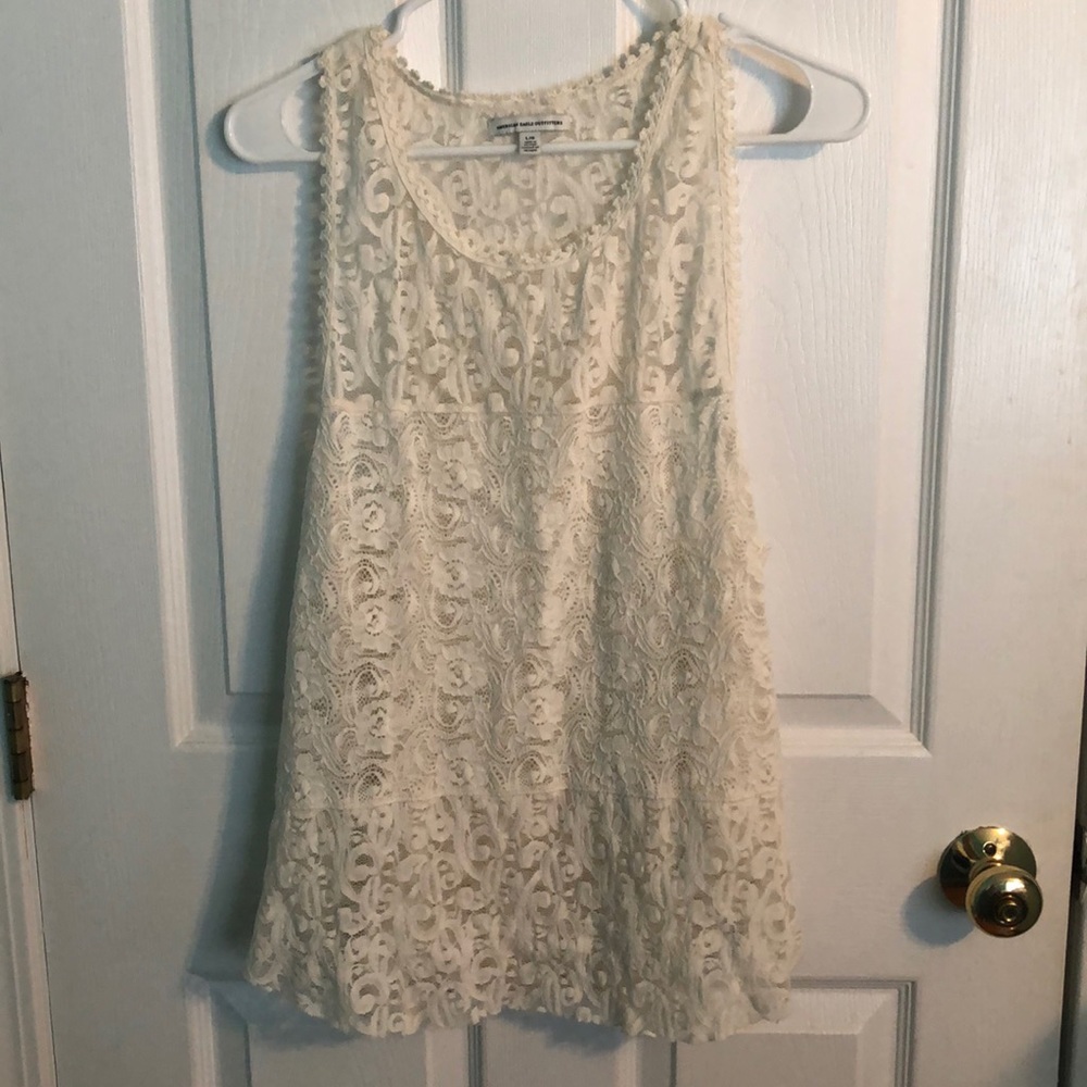 AEO off white lace top